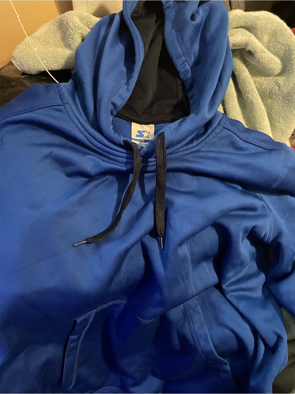 Men's Blue Hooded Jacket - Likely Performance or Windbreaker